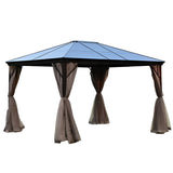 Aleko Aluminum Hardtop Gazebo with Removable Mesh Walls 10 x 12 Feet Brown - GZBHR01-AP