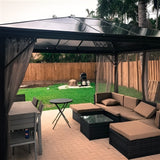 Aleko Aluminum Hardtop Gazebo with Removable Mesh Walls 10 x 12 Feet Brown - GZBHR01-AP