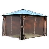 Aleko Aluminum Hardtop Gazebo with Removable Mesh Walls 10 x 12 Feet Brown - GZBHR01-AP