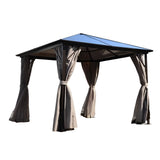 Aleko Aluminum Hardtop Gazebo with Removable Mesh Walls 10 x 10 Feet Brown - GZBHR03-AP