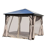 Aleko Aluminum Hardtop Gazebo with Removable Mesh Walls 10 x 10 Feet Brown - GZBHR03-AP