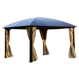 Aleko Aluminum Hardtop Gazebo with Removable Mesh Walls 12 x 12 Feet Brown - GZBHR02-AP