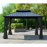 Aleko Double Roof Aluminum and Steel Hardtop Gazebo with Mosquito Net 12 x 10 Feet Black - GAZM10X12-AP