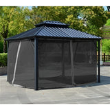 Aleko Double Roof Aluminum and Steel Hardtop Gazebo with Mosquito Net 12 x 10 Feet Black - GAZM10X12-AP