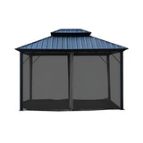 Aleko Double Roof Aluminum and Steel Hardtop Gazebo with Mosquito Net 12 x 10 Feet Black - GAZM10X12-AP