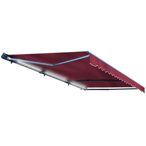 Aleko Half Cassette Motorized Retractable LED Luxury Patio Awning - 12 x 10 Feet - Burgundy AWCL12X10BURG37-AP