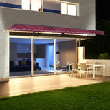 Aleko Half Cassette Motorized Retractable LED Luxury Patio Awning - 12 x 10 Feet - Burgundy AWCL12X10BURG37-AP