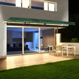 Aleko Half Cassette Motorized Retractable LED Luxury Patio Awning - 12 x 10 Feet - Green AWCL12X10GR39-AP