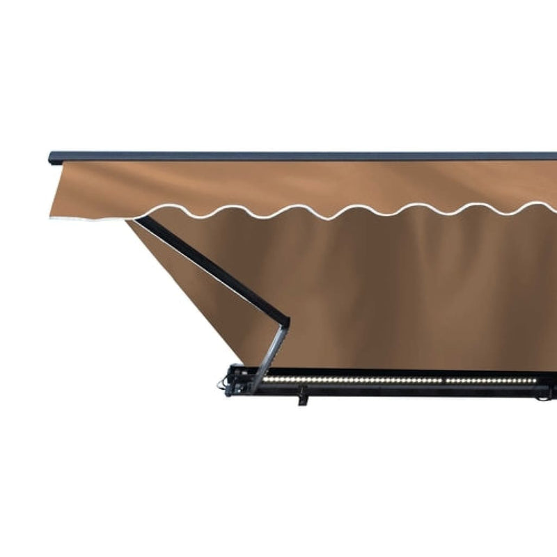 Aleko Half Cassette Motorized Retractable LED Luxury Patio Awning - 12 x 10 Feet - Sand - AWCL12X10SAND31-AP