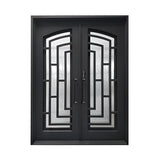 Aleko Iron Square Top Modern Dual Door with Frame and Threshold 96 x 72 x 6 inches Matte Black IDQ7296BK04-AP