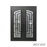 Aleko Iron Square Top Modern Dual Door with Frame and Threshold 96 x 72 x 6 inches Matte Black IDQ7296BK04-AP