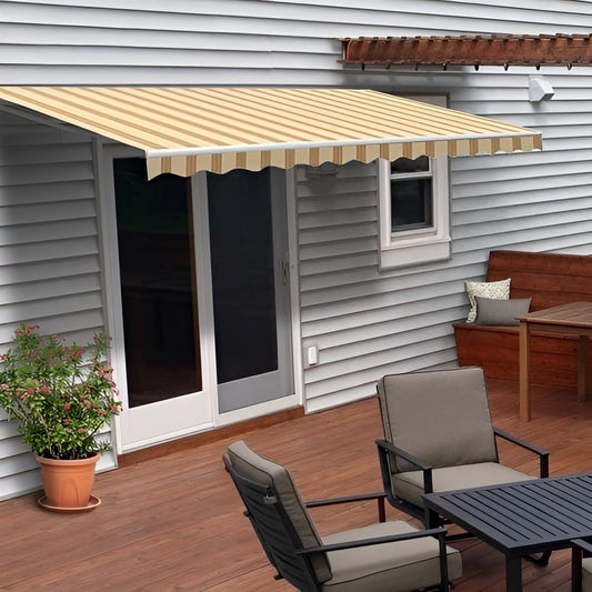 Aleko Motorized Retractable Patio Awning 16 x 10 Feet Multi Striped Yellow - AWM16X10MSYL315-AP