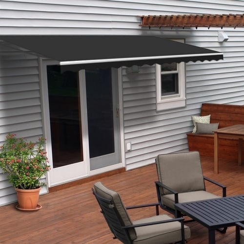 Aleko Motorized Retractable Patio Awning 16 x 10 Feet Black - AWM16X10BK81-AP