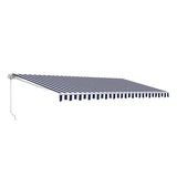 Aleko Motorized Retractable Patio Awning 16 x 10 Feet Blue and White Striped - AWM16X10BLWHSTR03-AP