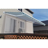 Aleko Motorized Retractable Patio Awning 16 x 10 Feet Blue and White Striped - AWM16X10BLWHSTR03-AP