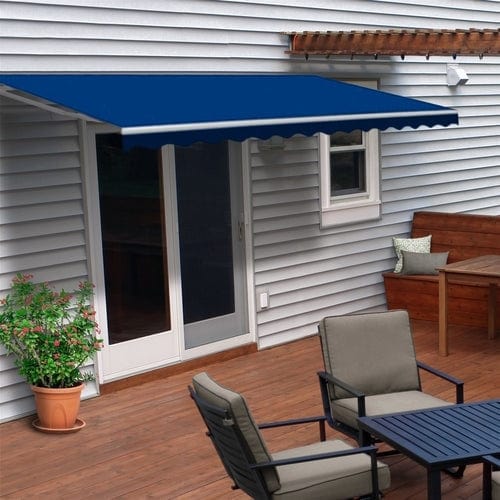 Aleko Motorized Retractable Patio Awning 16x10 Feet Blue - AWM16X10BLUE30-AP