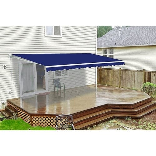 Aleko Motorized Retractable Patio Awning 16x10 Feet Blue - AWM16X10BLUE30-AP