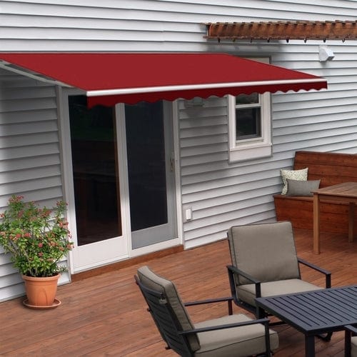 Aleko Motorized Retractable Patio Awning 16 x 10 Feet Burgundy - AWM16X10BURG37-AP