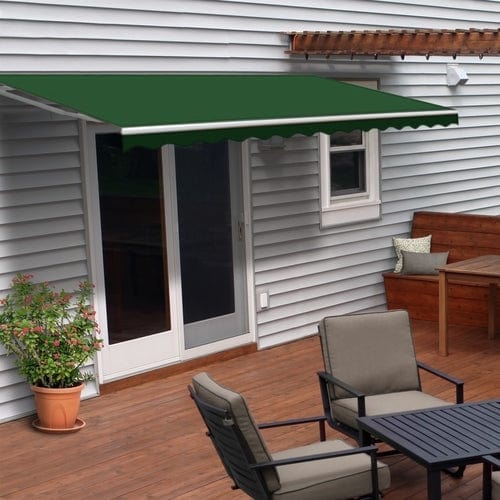 Aleko Motorized Retractable Patio Awning 16 x 10 Feet Green - AWM16X10GREEN39-AP