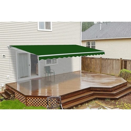 Aleko Motorized Retractable Patio Awning 16 x 10 Feet Green - AWM16X10GREEN39-AP