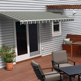 Aleko Motorized Retractable Patio Awning 16 x 10 Feet Grey and White Striped - AWM16X10GREYWHT-AP