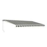 Aleko Motorized Retractable Patio Awning 16 x 10 Feet Grey and White Striped - AWM16X10GREYWHT-AP