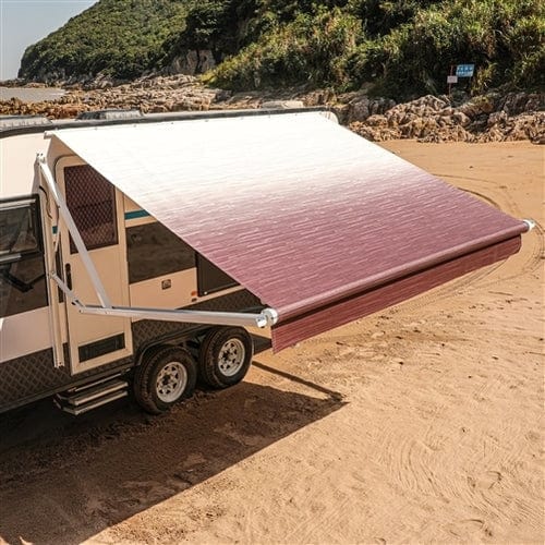 Aleko Motorized Retractable RV Awning 13 x 8 Feet Burgundy Fade - RVAWM13X8BUR25-AP