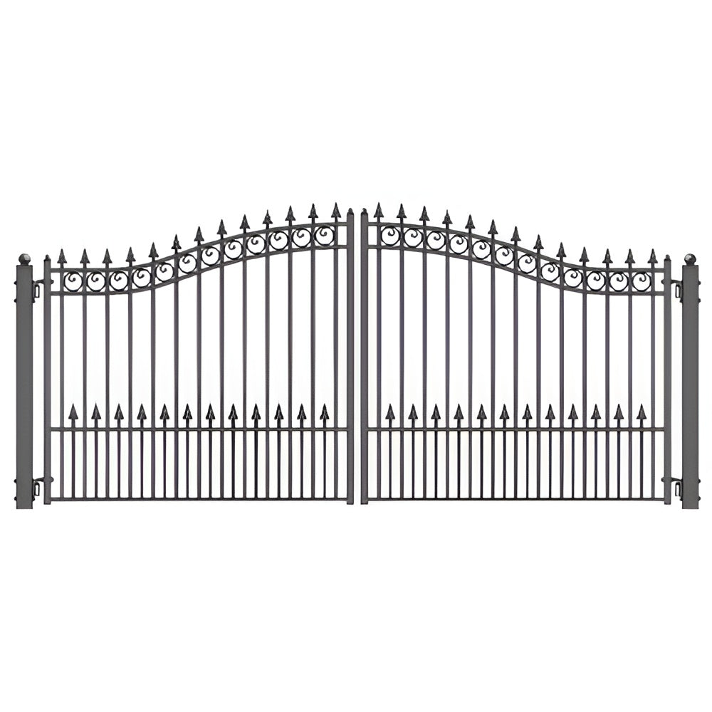 Aleko Steel Dual Swing Driveway Gate Prague Style 12 x 6 ft - DG12PRAD-AP