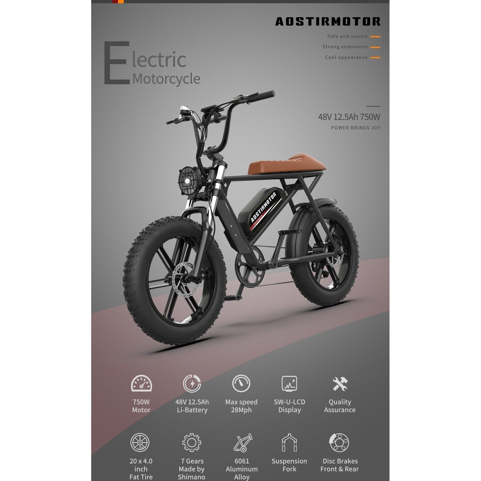 Aostirmotor Storm 750W 48V Fat Tire Electric Bike