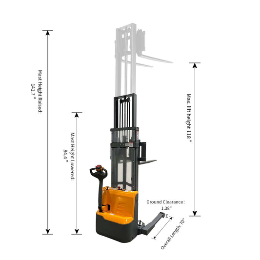 Apollolift Forklift Lithium Battery Full Electric Walkie Stacker 2640lbs Cap. Straddle Legs. 118" lifting A-3035 - Backyard Provider