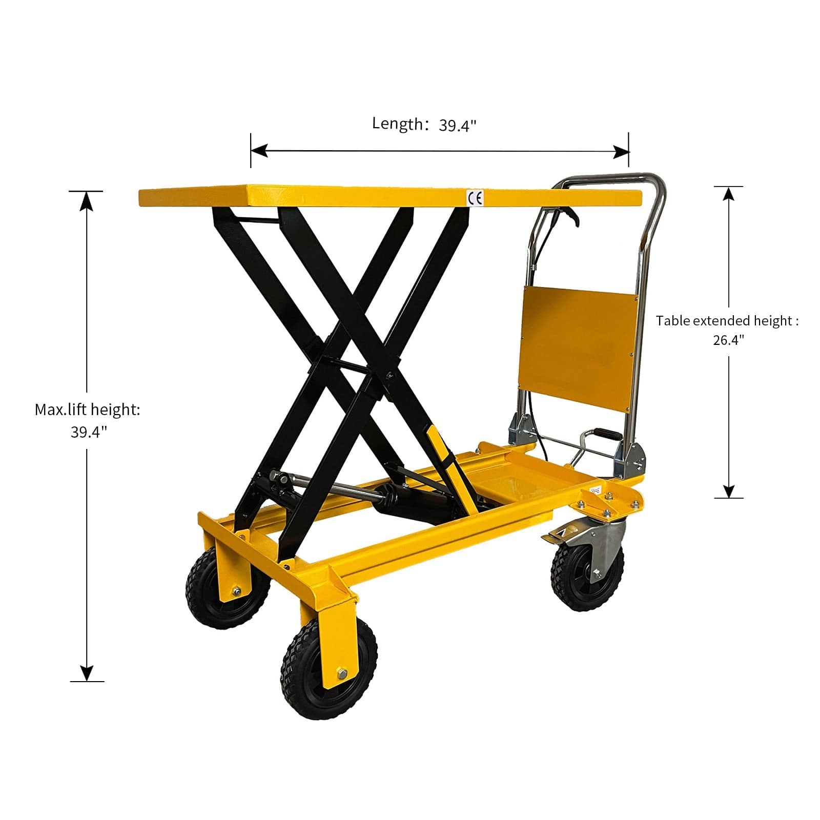 Apollolift Single Scissor Lift Table 440 lbs. 39.4 " lifting height with durable big rubber load wheel - A-2013 - Backyard Provider