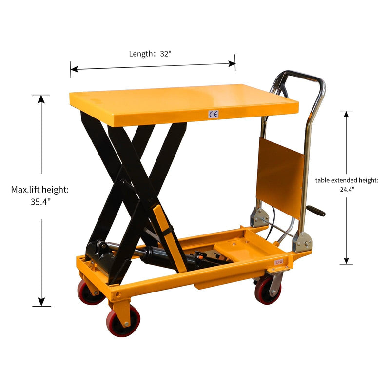 Apollolift Single Scissor Lift Table  1100lbs. 35.4" lifting height - A-2002 - Backyard Provider