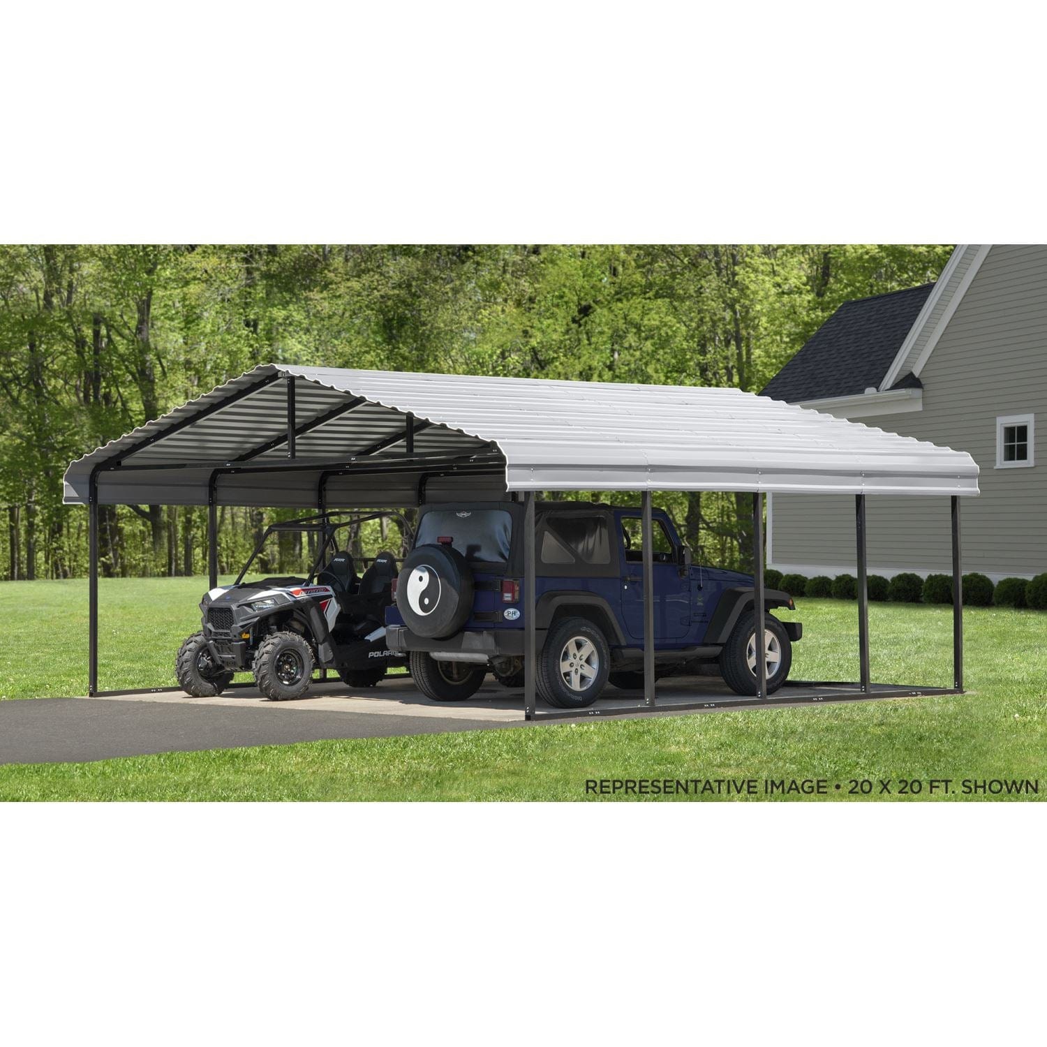 Arrow | Carport 20x20x7 ft Charcoal CPHC202007