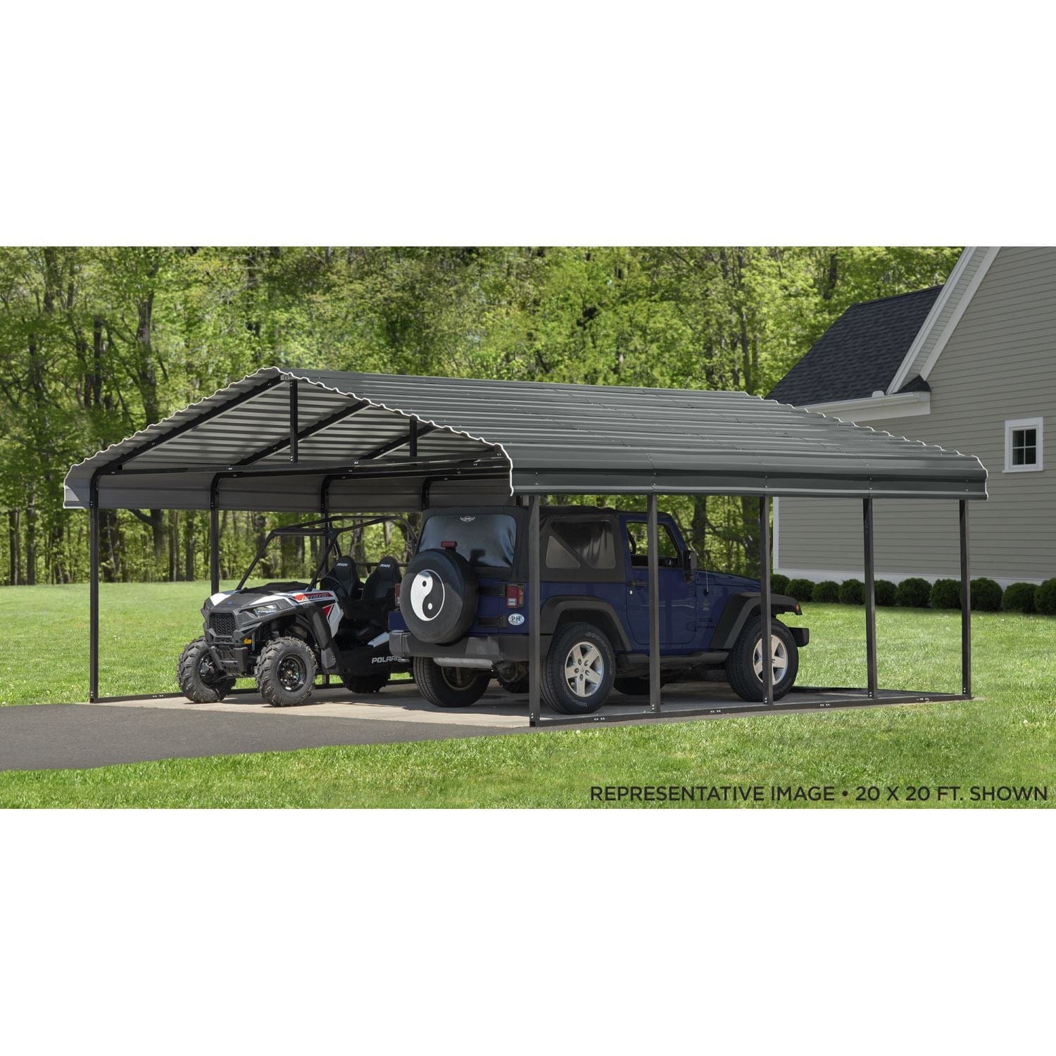 Arrow | Carport 20x29x7 ft Charcoal CPHC202907