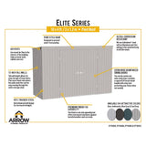 Arrow | Elite Steel Storage Shed, 10x4 ft. Cool Grey EP104CG