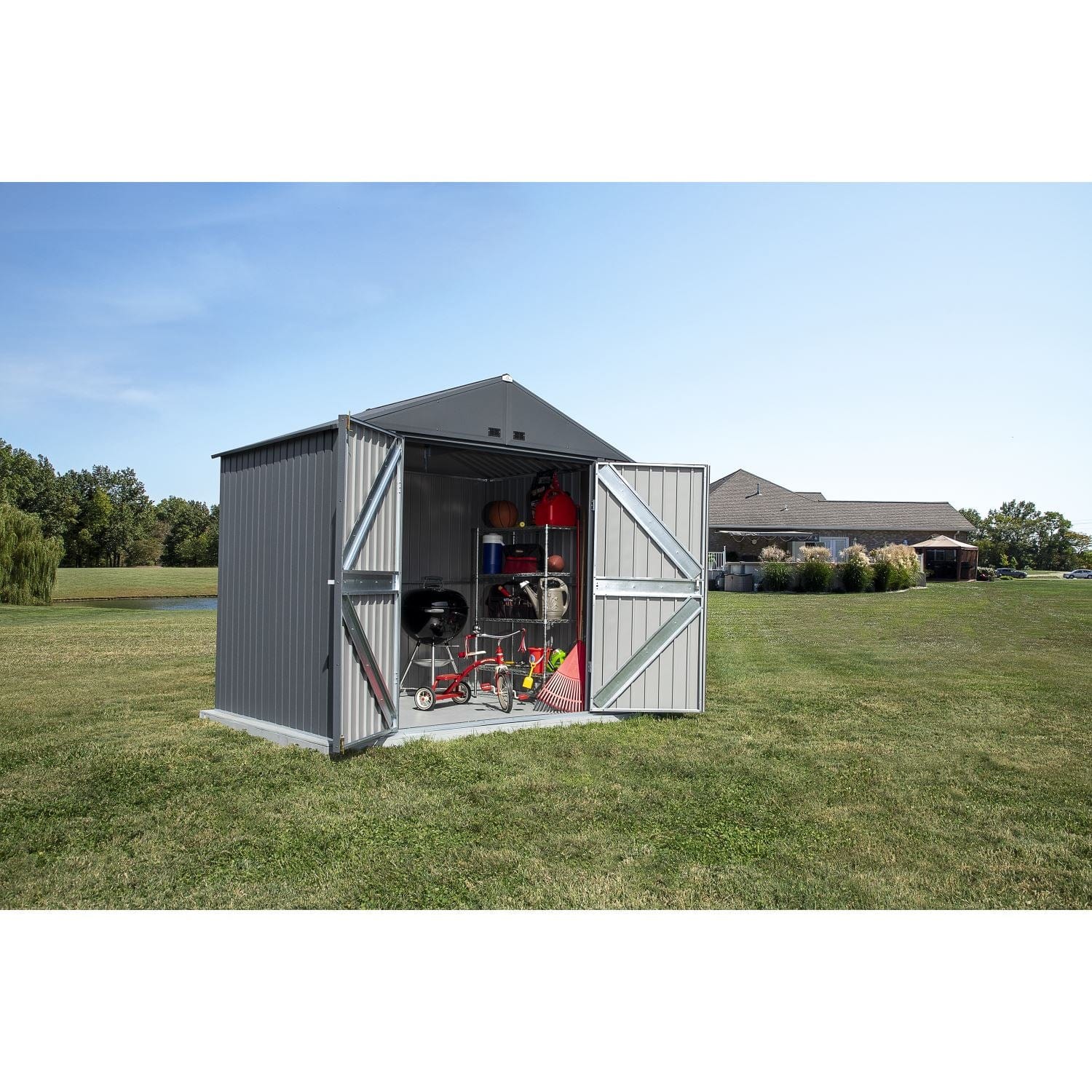 Arrow | Elite Steel Storage Shed, 8x6 ft. Anthracite EG86AN