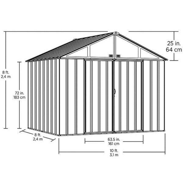 Arrow | EZEE Shed Steel Storage 10x8 ft. Galvanized Extra High Gable Charcoal EZ10872HVCC