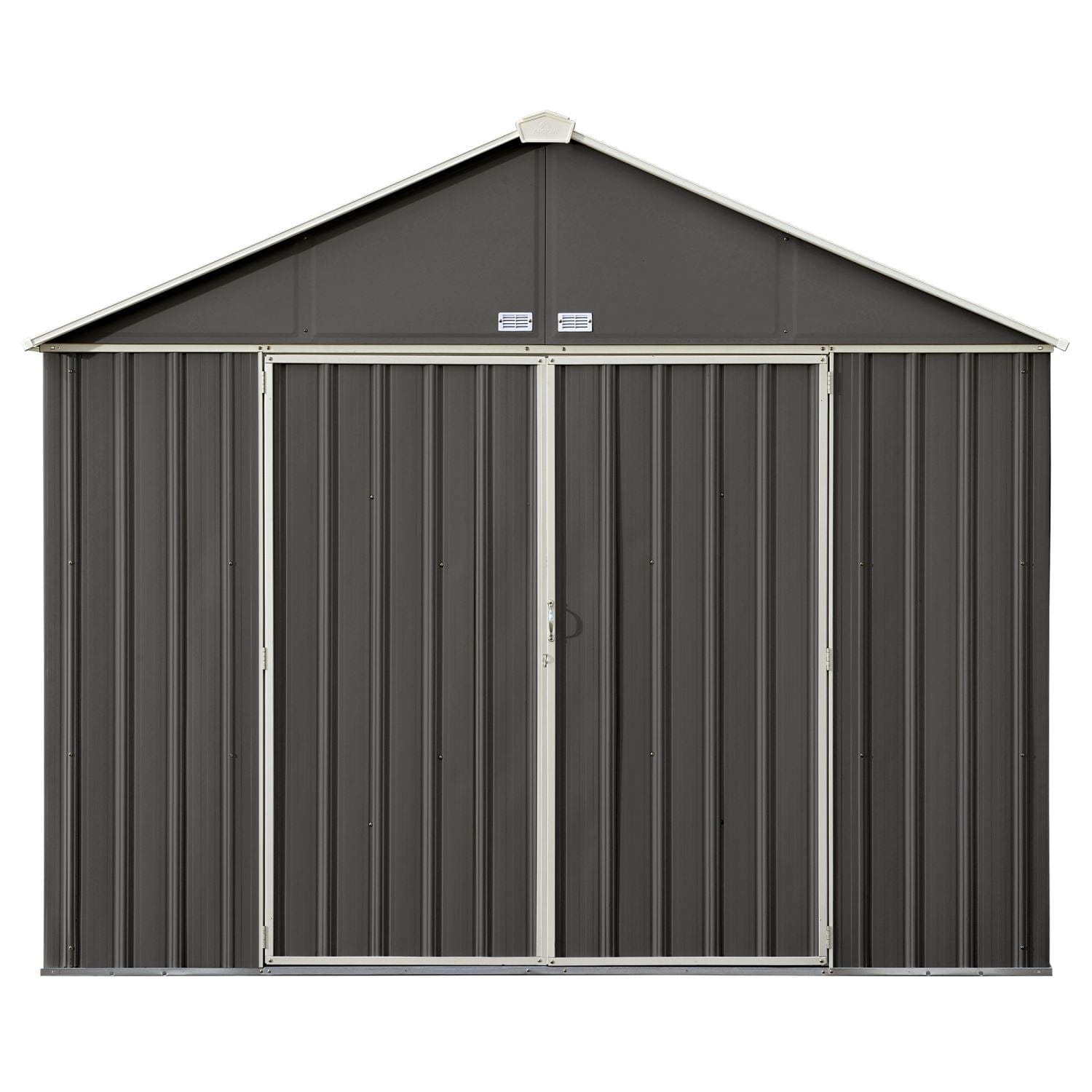 Arrow | EZEE Shed Steel Storage 10x8 ft. Galvanized Extra High Gable Charcoal with Cream Trim EZ10872HVCCCR