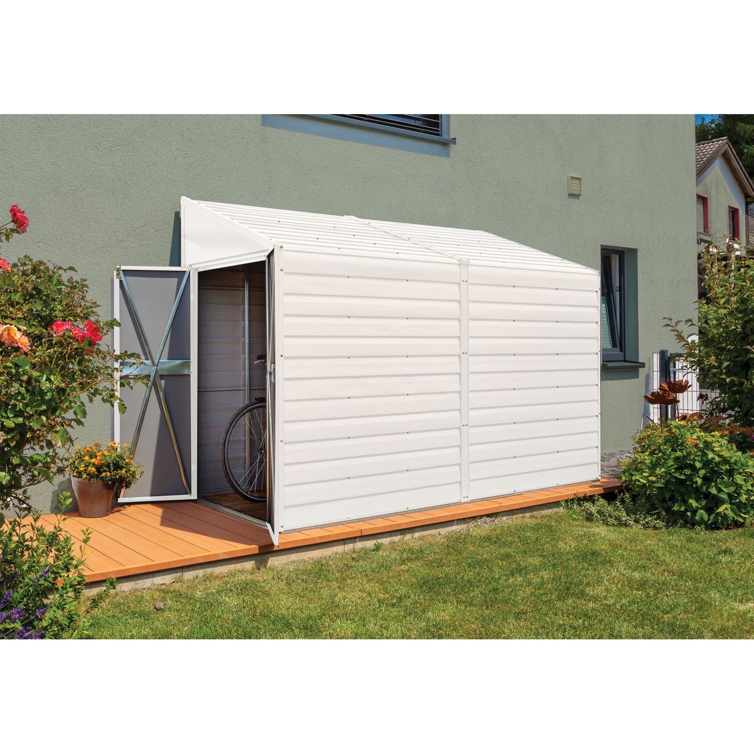 Arrow | Yardsaver 4x10 ft. Steel Storage Shed Pent Roof Eggshell YS410-A