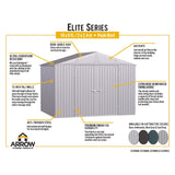 Arrow | Elite Steel Storage Shed, 10x8 ft. Silver EG108AB