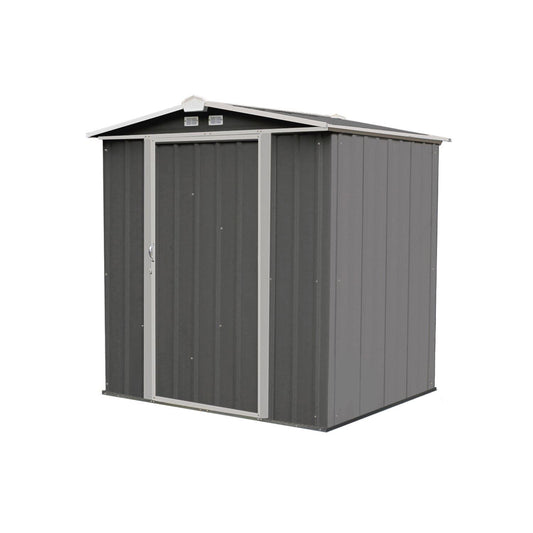 Arrow | EZEE Shed Steel Storage 6x5 ft. Galvanized Low Gable Charcoal with Cream Trim EZ6565LVCCCR