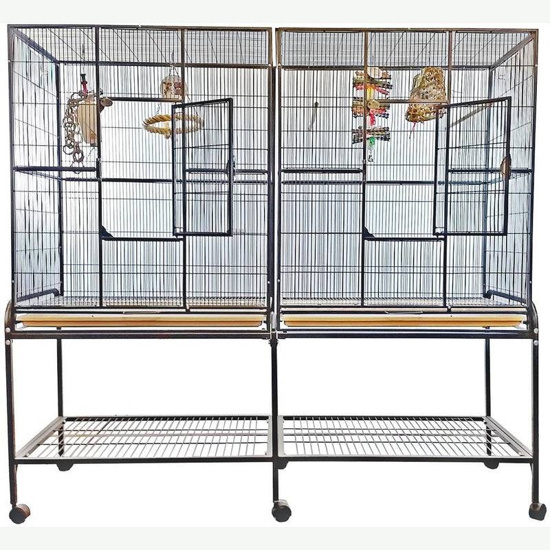 A&E Double Flight Cage with Divider - AE-DFC6421BLK