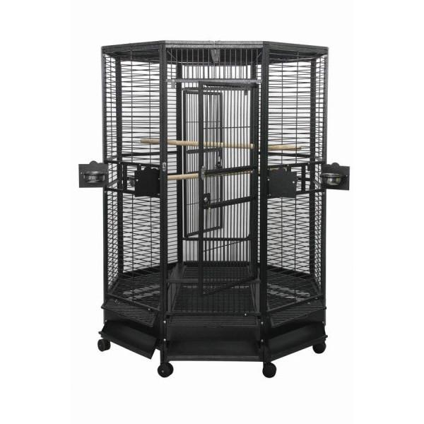 A&E Octagon Parrot Cage - AE-OCT5252-BLK