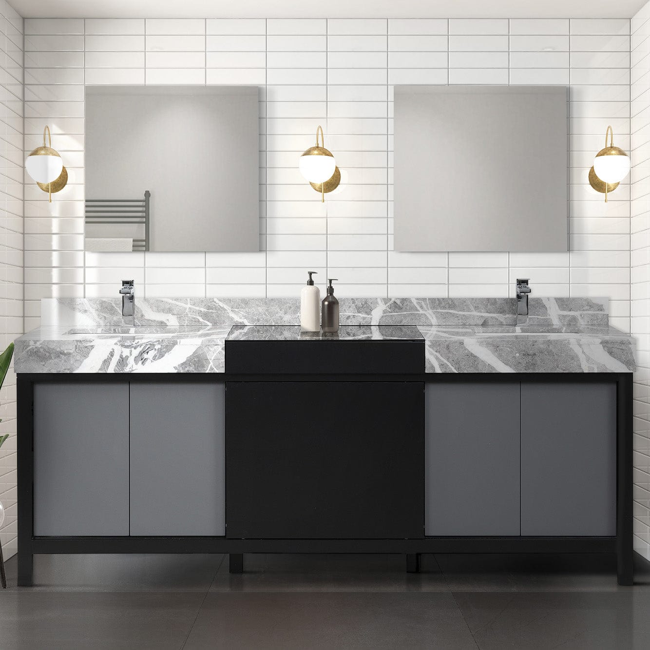 Zilara 84" Black and Grey Double Vanity - Backyard Provider