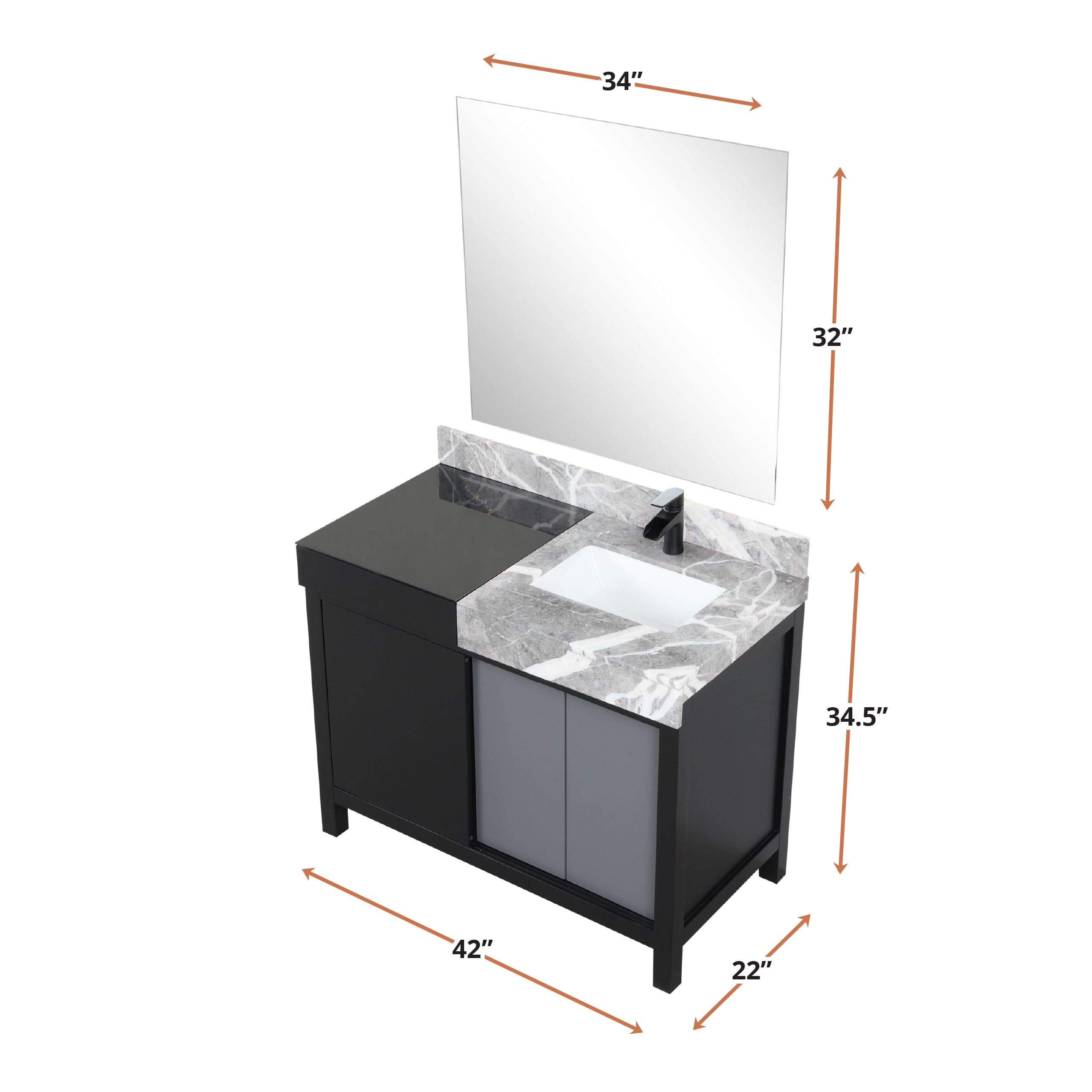 Zilara 42" Black and Grey Vanity - Backyard Provider