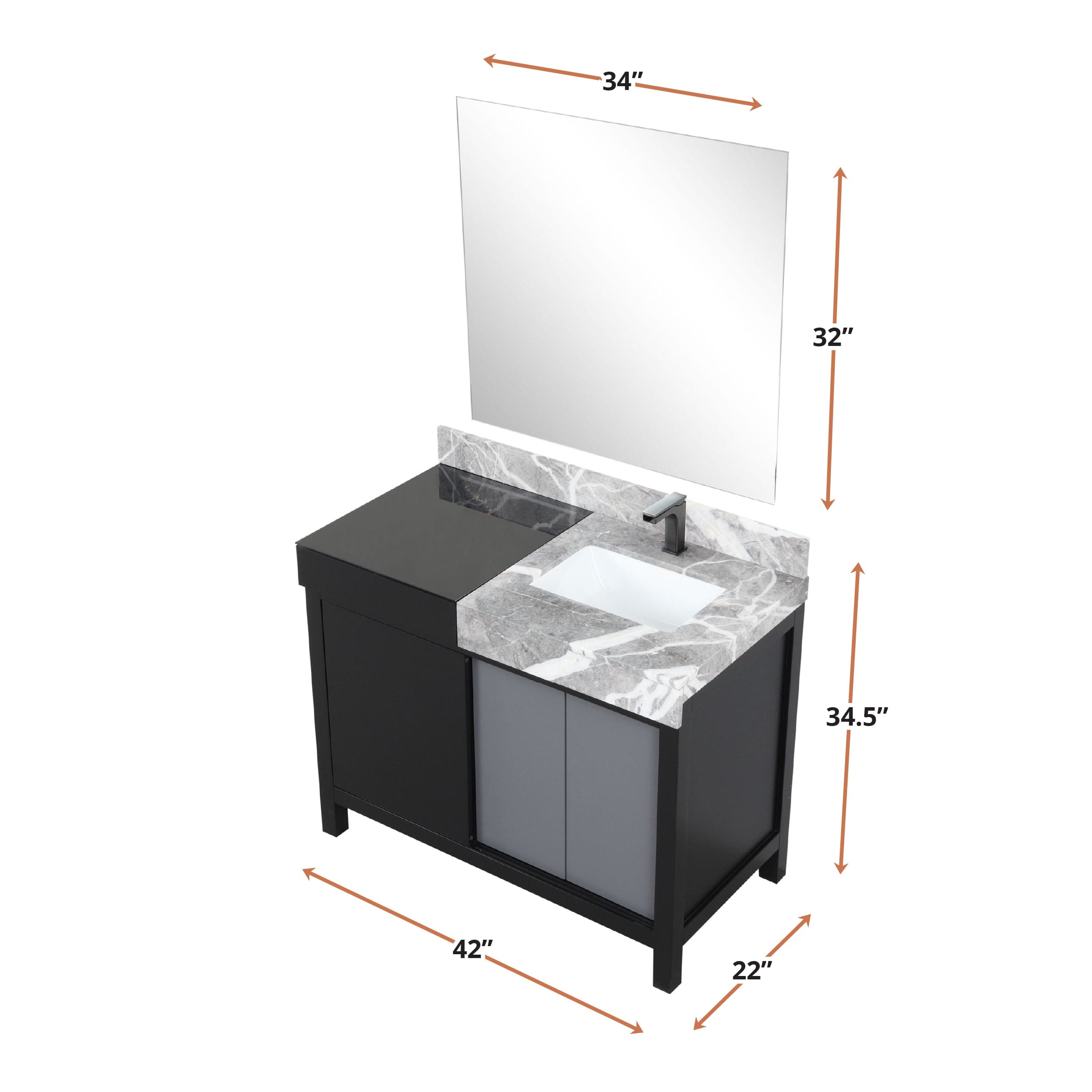 Zilara 42" Black and Grey Vanity - Backyard Provider