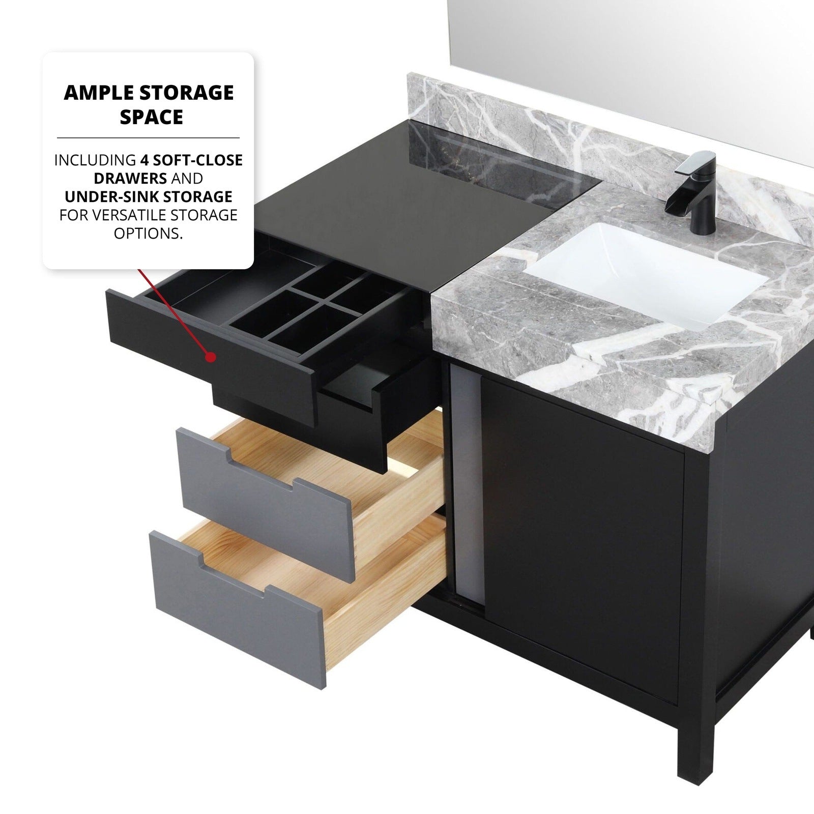 Zilara 42" Black and Grey Vanity - Backyard Provider
