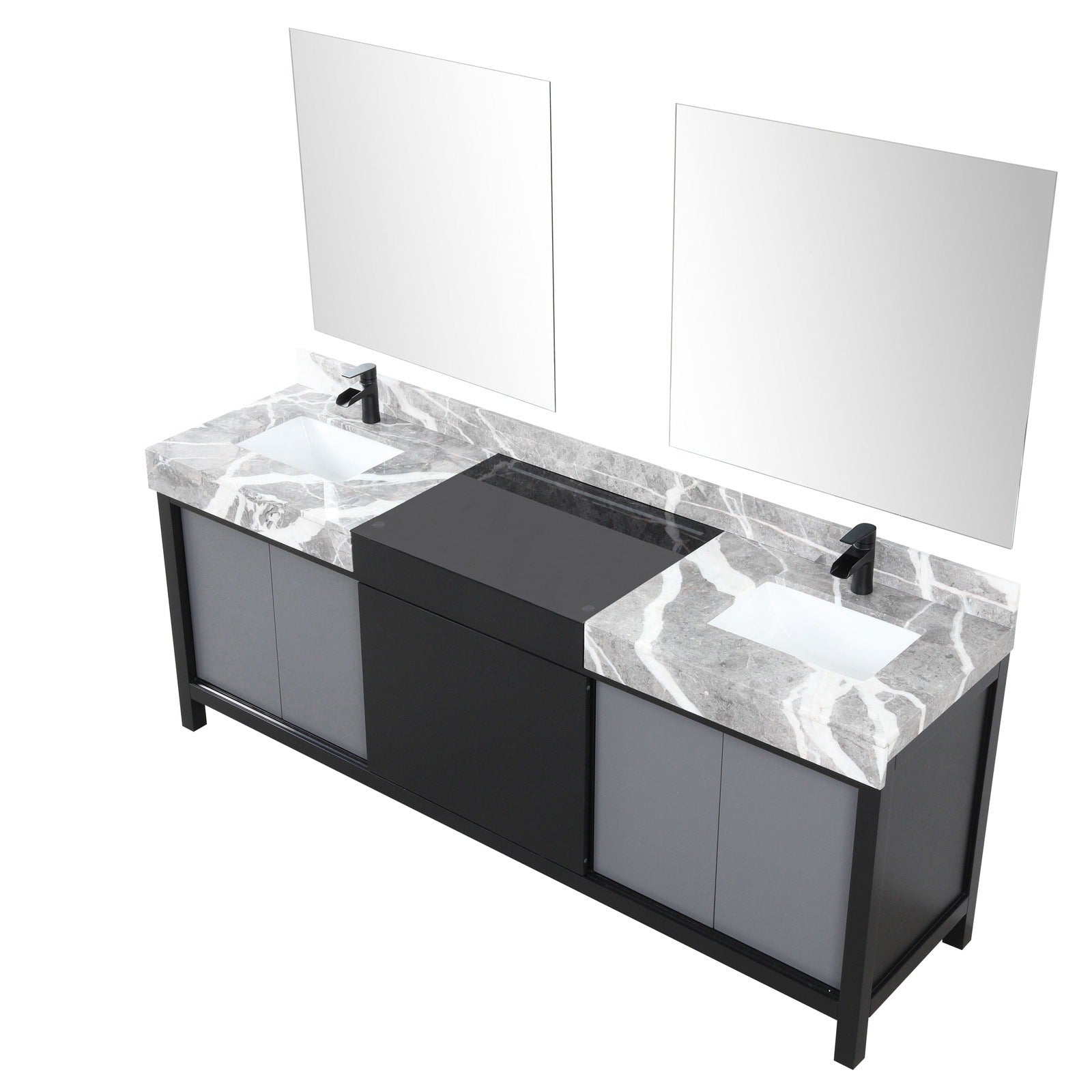 Zilara 84" Black and Grey Double Vanity - Backyard Provider