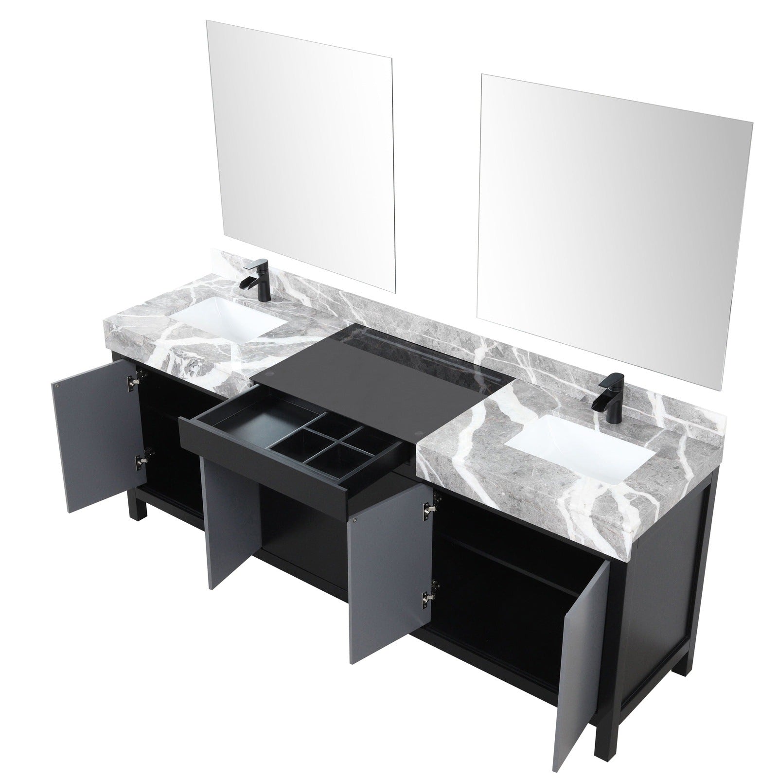 Zilara 84" Black and Grey Double Vanity - Backyard Provider