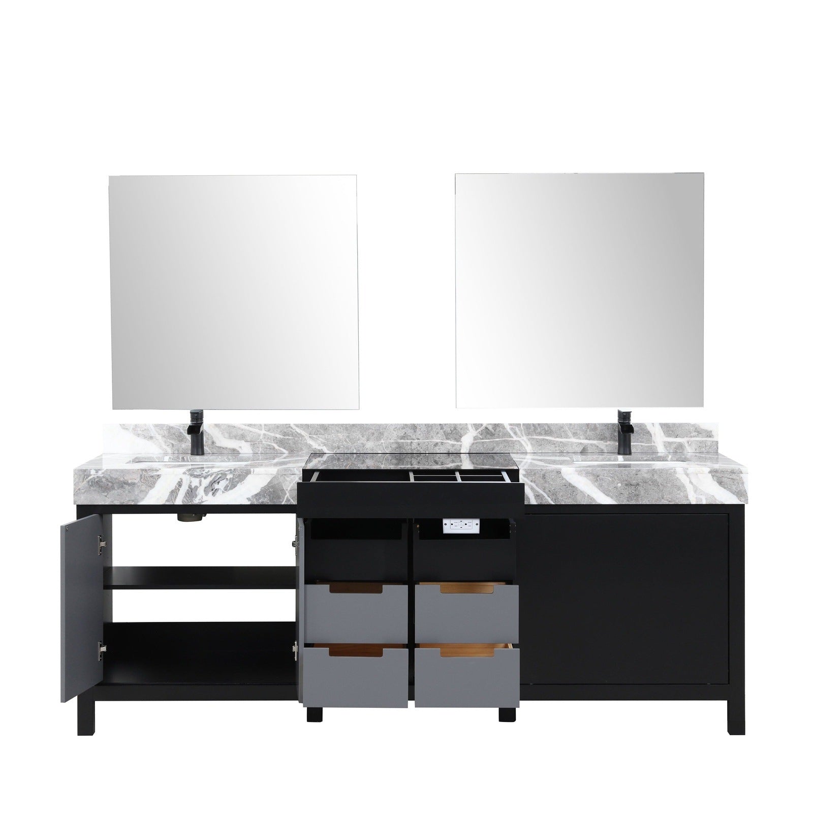 Zilara 84" Black and Grey Double Vanity - Backyard Provider